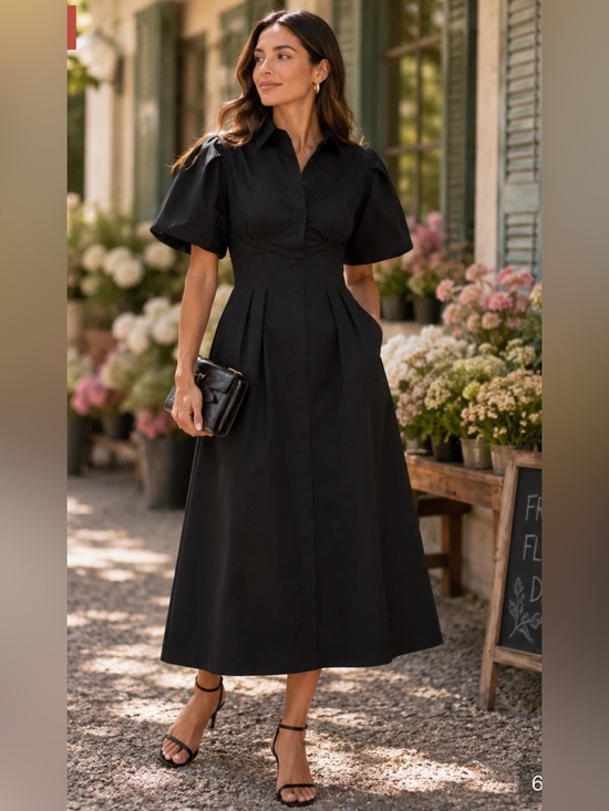 Tuckernuck Dresses & Skirts - NWT TUCKERNUCK Black Delaney Dress puff sleeves XL